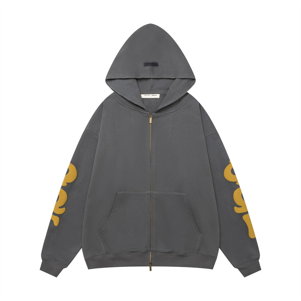 Fear of God FOG ESSENTIALS Foam Print Kirin Sleeve Zip‑Up Hoodie