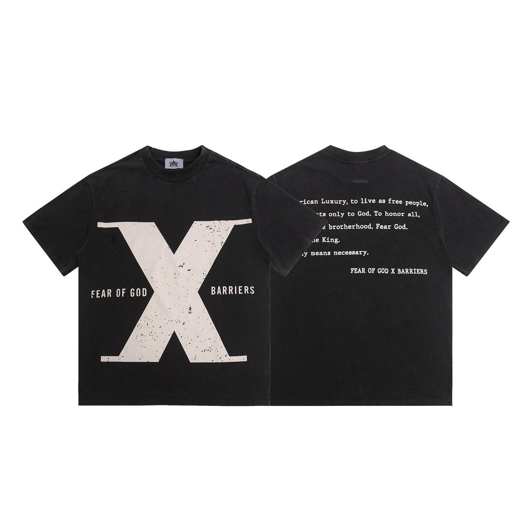 FEAR OF GOD FOG Main Line Collab Retro Unisex Street Print Short Sleeve Tee
